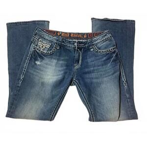 Rock Revival Liberty Blue Denim Jeans with Studded Back Pockets